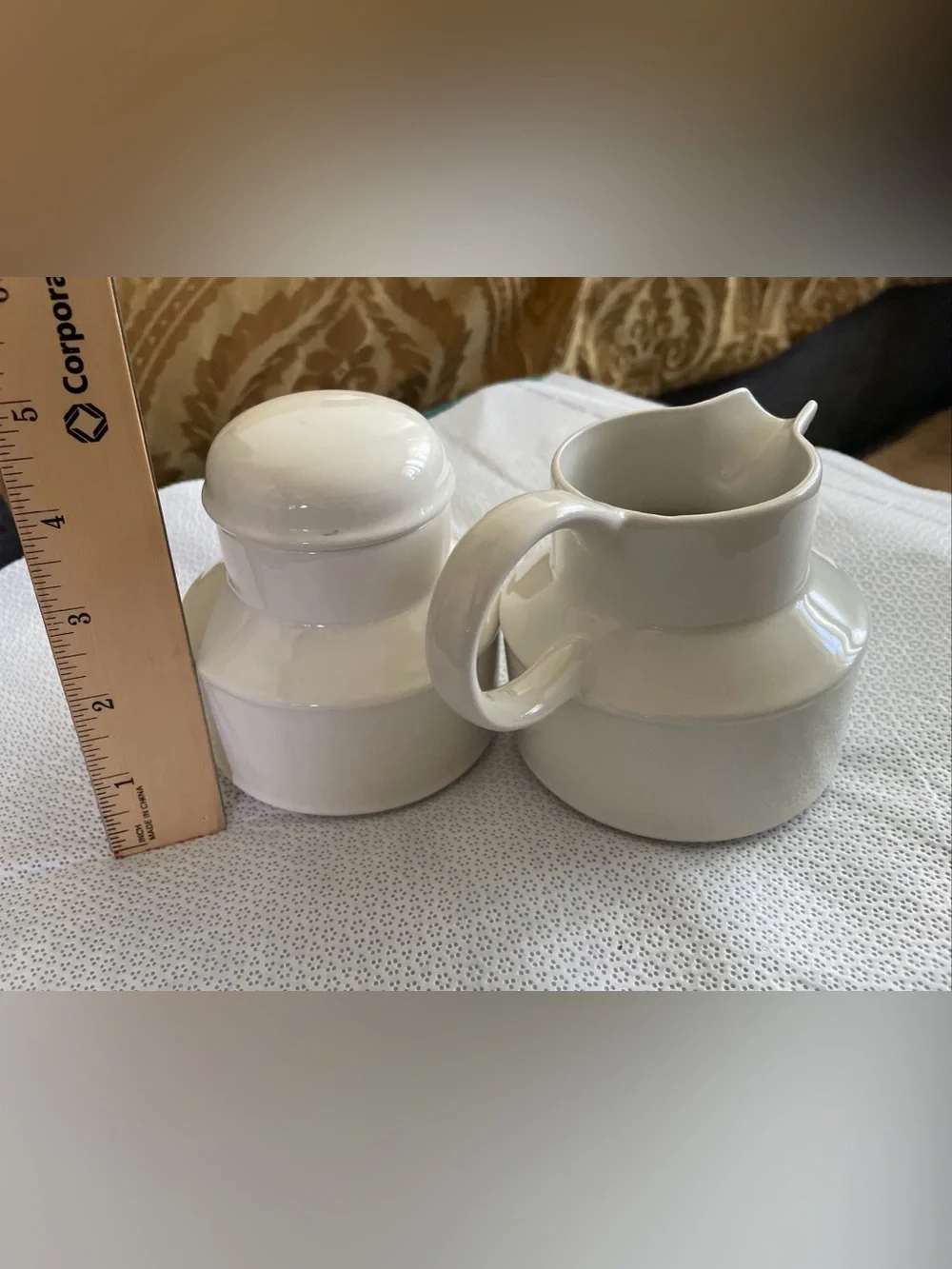 Vintage Midwinter White Ceramic Creamer and Sugar Set Stonehenga Made in England